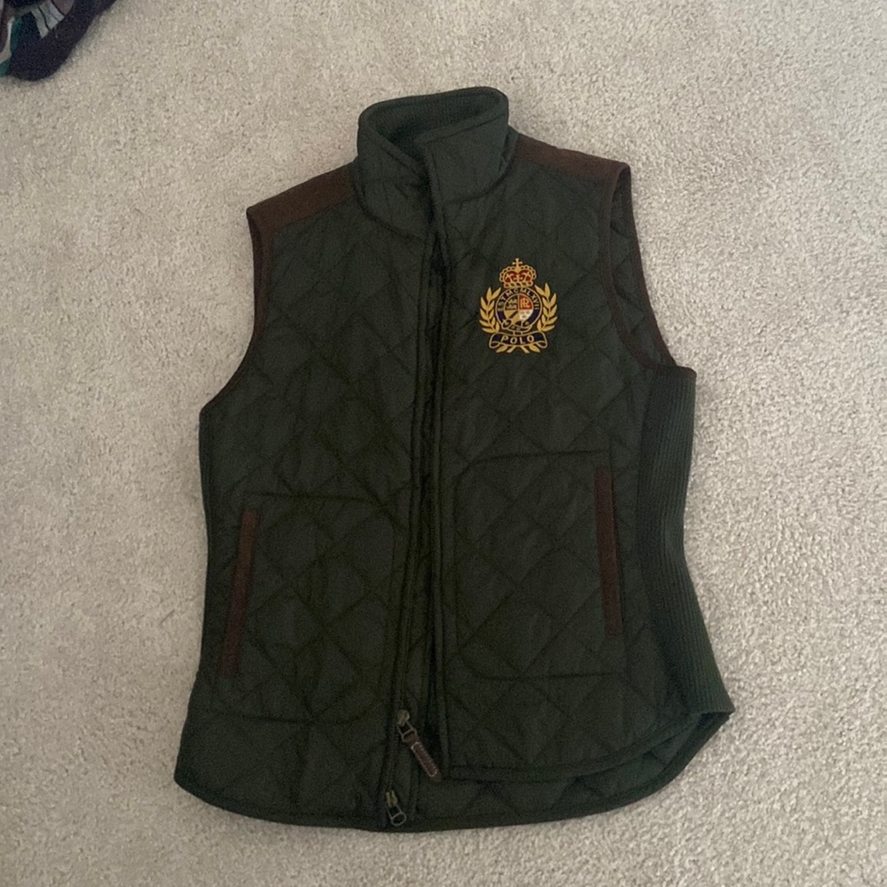 Olive green polo Ralph Lauren Womens quilted vest size small